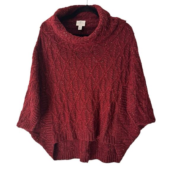 St. John’s Bay Burgundy Cable Knit Turtleneck Shawl Sweater Women’s Size Small - Picture 1 of 7